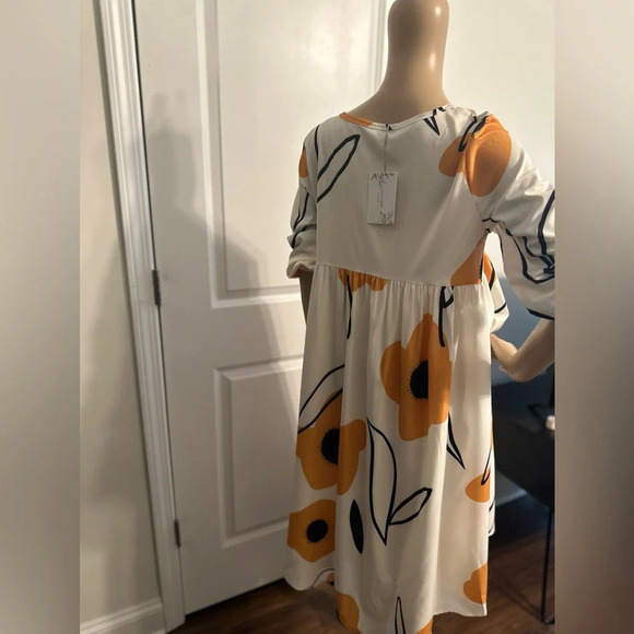 NIP- BoHo Empire Waist Floral Midi Dress - Picture 6 of 6